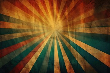 Poster - A sunburst on a grungy background, ideal for use as a decorative element or adding warmth to any design