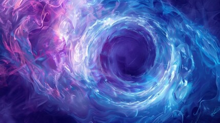 Poster - Abstract glowing circle lines in cool blues and purples, swirling together to form a calming, ethereal background.