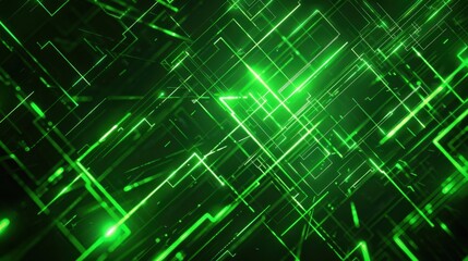 Poster - Abstract green digital patterns with glowing lines and geometric shapes, perfect for tech-themed designs.