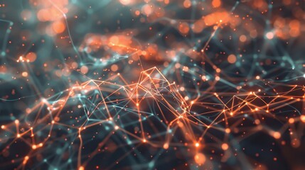 Poster - Abstract representation of AI with interconnected data nodes and glowing neural networks.