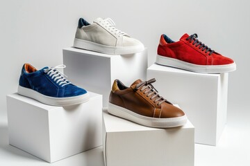 Poster - A row of four different colored sneakers displayed together