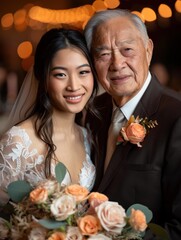 Sticker - A bride and her father share a tender moment before the ceremony. AI.