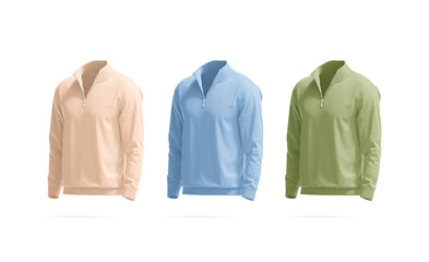 Sticker - Blank colored quarter zip sweater mockup, side view