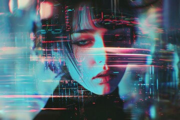 Poster - A woman with a futuristic look on her face