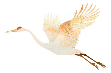 Poster - PNG Elegant crane in flight illustration, transparent background