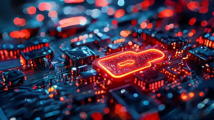 Poster - A glowing padlock on a digital circuit board, symbolizing cybersecurity and data protection
