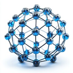 abstract 3d rendering of a molecular structure with blue nodes and connecting lines, isolated on whi