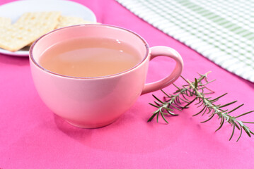 cup of detox green tea, natural drink breakfast snack