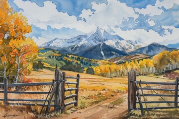 Poster - A serene dirt road leads to a majestic mountain in the background, ideal for outdoor photography and landscape use