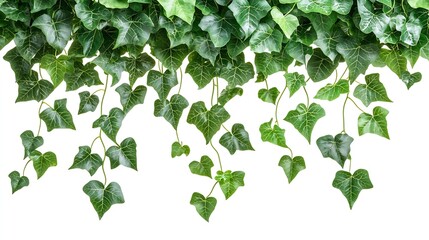 Aufkleber - Green leaves Javanese treebine or Grape ivy Cissus spp jungle vine hanging ivy plant bush isolated on white background with clipping path : Generative AI