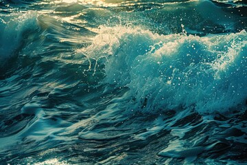 Poster - A large wave crashes onto the shore