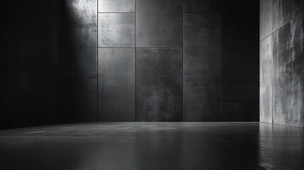 Aufkleber - dark concrete wall and floor background three dimensional room for mock up or product display : Generative AI