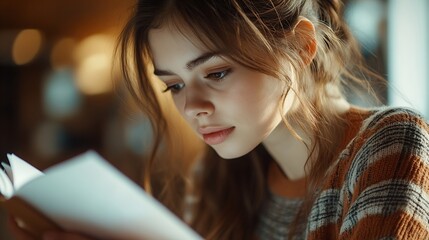 Poster - female student sitting taking notes music teacher : Generative AI