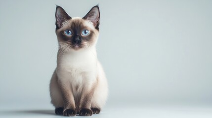 Poster - beautiful siamese cat posing in studio on white background : Generative AI