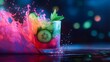 © Paul - Psychedelic swirl of cucumber, mint, and lime, with a glass of cooler at the center, bold neon colors, surrealist style, abstract and vibrant.