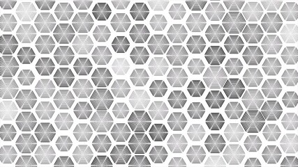 Wall Mural - Geometric minimal background with abstract linear hexagons grid. Seamless looping grey polygonal honeycomb motion design. Video animation Ultra HD 4K 3840x2160