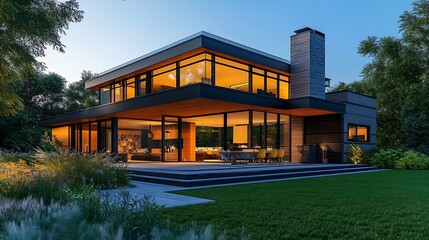 Aufkleber - a modern house embodies the essence of contemporary architecture and lifestyle designed with a focus