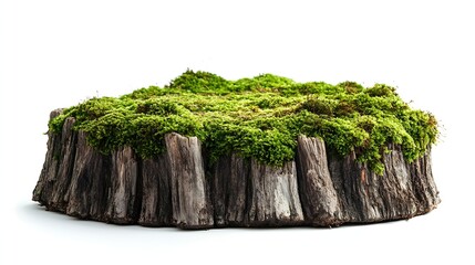 Aufkleber - Moss on tree stump mossy wood isolated on white : Generative AI