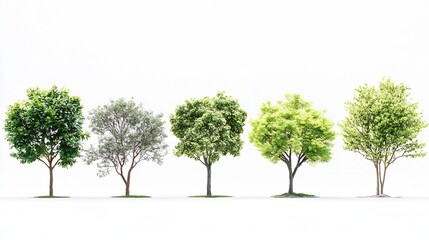 Aufkleber - Isolated trees on white background  The collection of trees : Generative AI