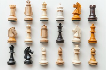 Poster - A set of chess pieces arranged on a white surface