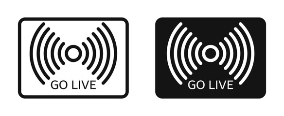 Go live vector icon in black and blue colors