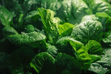 Canvas Print - Close-up of a plant leaf with water droplets, suitable for nature or science illustrations