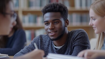 Aufkleber - Group of Multiethnic Enthusiastic Students Comparing Research Findings in University Study Room Young Doctorate Researcher Joining the Conversation with Colleagues : Generative AI