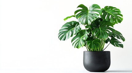 Poster - Monstera in a pot isolated Monstera bush on a white background : Generative AI