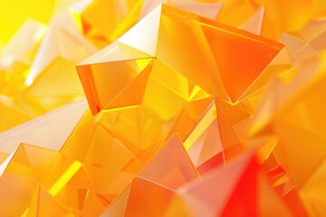 Poster - A collection of bright yellow origami paper triangles