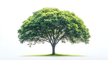 Aufkleber - Vibrant foliage lone big tree isolated on white background Evergreen wild trunk for design Tropical colorful exotic lush plant Tree green leaf garden decor Forest wood in summer season : Generative AI