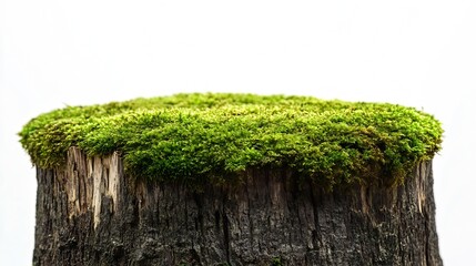 Aufkleber - Moss on tree stump mossy wood isolated on white : Generative AI