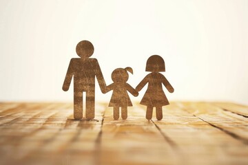 Poster - Paper cutout of a family holding hands, a simple and heartwarming scene