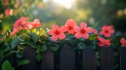 Aufkleber - Tropical Flower shrub bush fence tree isolated plant : Generative AI