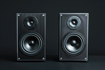 Poster - Pair of speakers sitting on a table