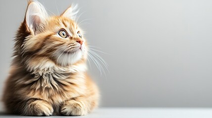 Poster - Sitting sweety cat looking aside Portrait on transparent background : Generative AI