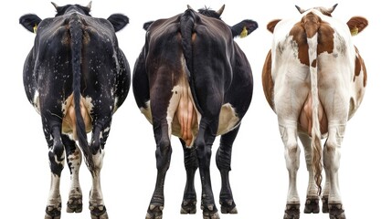 Poster - A group of cows gathered closely, their heads and bodies aligned as they stand together