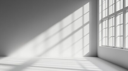 Leinwandbilder - Abstract white 3d studio background for product presentation Empty gray room with shadows of window Display product with blurred backdrop Banner : Generative AI