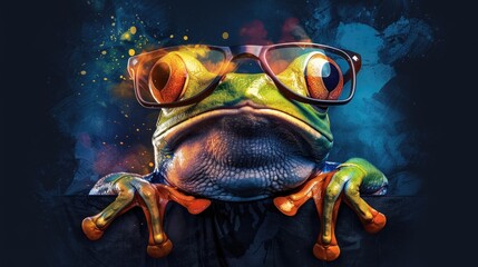 Wall Mural - frog with sunglasses. Art on t-shirts. t-shirt design