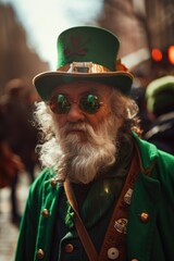 Aufkleber - A portrait of a bearded man wearing a distinctive green top hat, great for use as a profile or character illustration