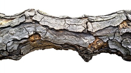 Poster - branch tree dry cracked dark bark isolated on white background clipping path : Generative AI
