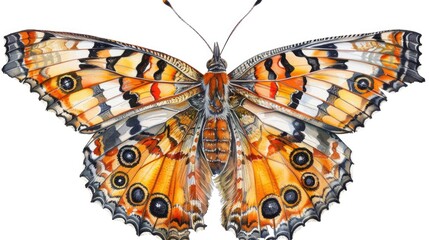 Poster - A single butterfly sitting on a clean and pure white surface, ideal for use in designs where simplicity is key