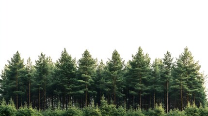Aufkleber - View of a High definition Treeline isolated on a white background : Generative AI