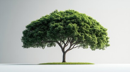 Aufkleber - Vibrant foliage lone big tree isolated on white background Evergreen wild trunk for design Tropical colorful exotic lush plant Tree green leaf garden decor Forest wood in summer season : Generative AI