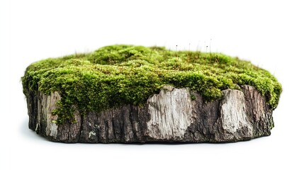 Aufkleber - Moss on tree stump mossy wood isolated on white : Generative AI