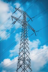 Aufkleber - Transmission line tower with clear blue sky in the background