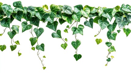 Aufkleber - Plant and flower vine green ivy leaves tropic hanging climbing isolated on white background : Generative AI