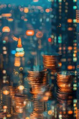 Aufkleber - A pile of coins stacked on top of each other