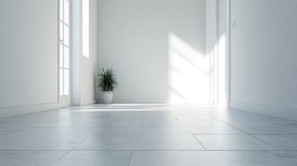 Poster - conner of white room background wallpaper : Generative AI