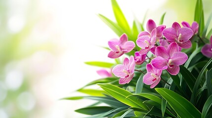 Aufkleber - Tropical plant orchid flower bush shrub tree isolated on white background with clipping path : Generative AI