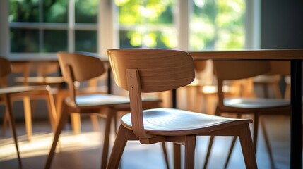 Wall Mural - class room with table and chairs : Generative AI